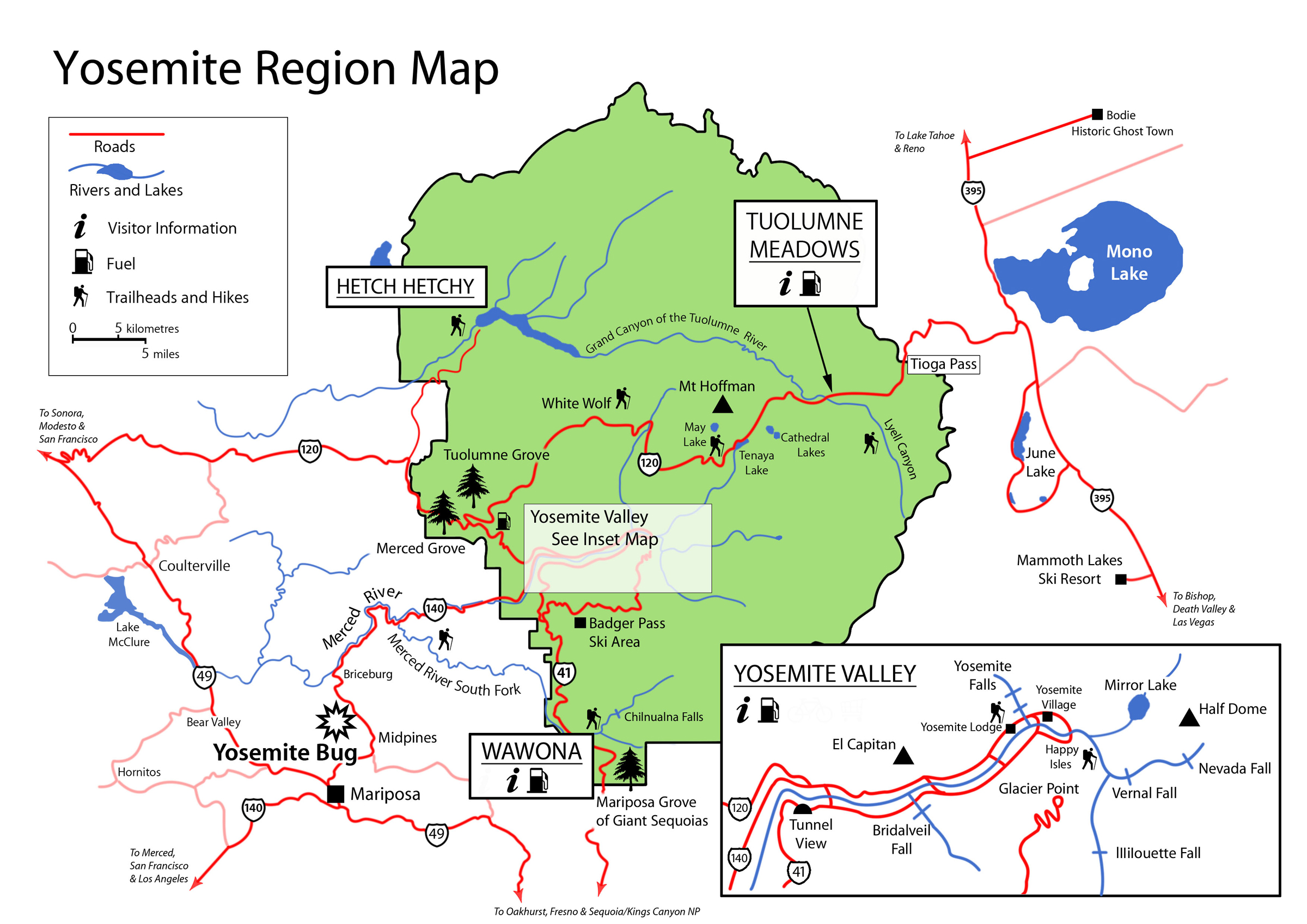 map of yosemite | Resort cabins, Yosemite map, Western road trip